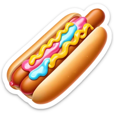 Melting neon ice cream hot dog  sticker