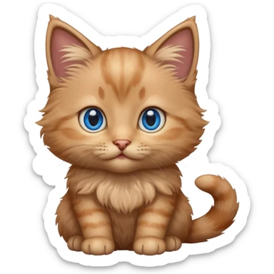 light brown fluffy kitten with blue eyes sticker