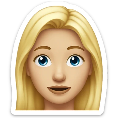 Blond woman from face, levitating had touching her nose sticker