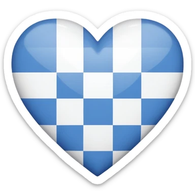 A blue and white checkered heart sticker
