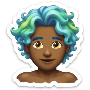 posh-muscle-boy-with-pearl-necklace-and-rainbow-unicorn-hair-in-golden-bathtub sticker