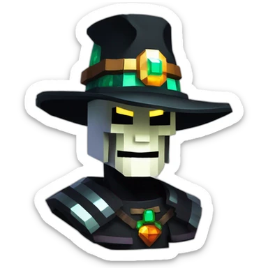 Pixel Minecraft Fedora Halloween Witcher Skeleton Diamond Obsidian Emerald Flame Shiny Glow Reward Legendary Unique Epic Mystery sticker