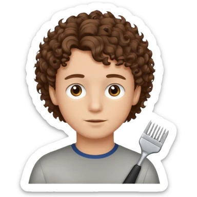 boy,  brown hair, curly hair, brown eyes,  skin, , hair edger  sticker