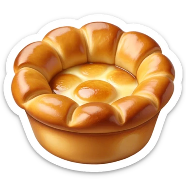 Cinematic Realistic Yorkshire Pudding Dish Emoji, showcasing a light, airy, golden puff with a crispy exterior rendered with lifelike detail and soft natural lighting that accentuates its classic appeal. sticker
