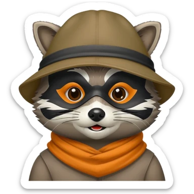 raccoon with mask and incognito hat sticker