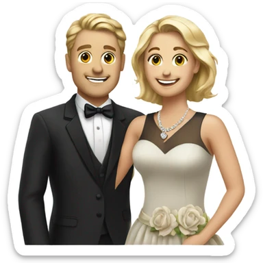 happy couple in formal attire sticker