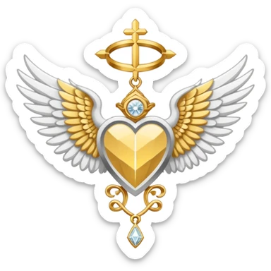 holy saint emblem with white wings and diamond in the middle sticker