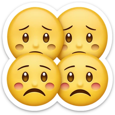 two unhappy yellow emojis overlapping 50% sticker