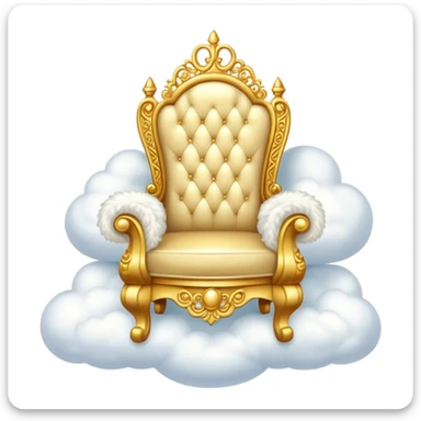 A majestic golden throne sitting on fluffy white clouds sticker