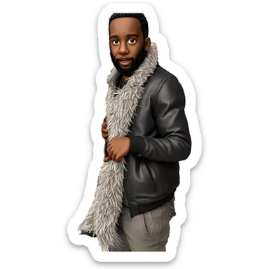 dark-skinned male in jacket sticker