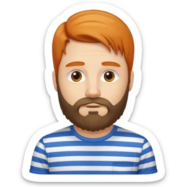 refree long hair and a beard but no moustache and wears a vertically striped t-shirt. sticker