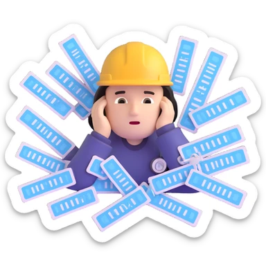 Stressed IT technician with many hospital support tickets sticker