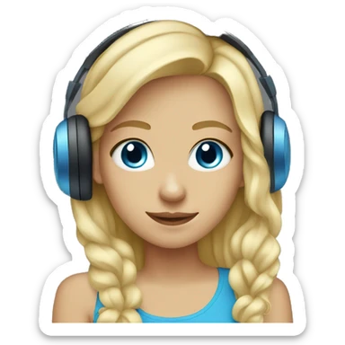 Blonde girl blue eyes listening to music  sticker
