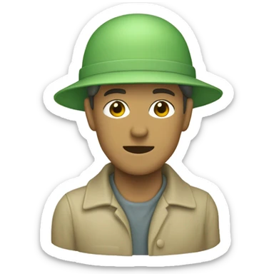 gardener pith helmet beige jacket green trees  sticker