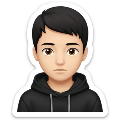 Chłopak ciemno brązowe oczy czarne włosy bluza czarna i taki bardziej żeby wyglądał na 18 latka sticker