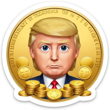 President Trump surrounded by gold coins sticker