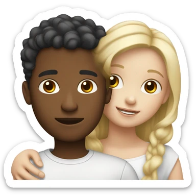 White skin adult with short straight blond hair hugging a teenager with white skin with curly brown hair  sticker