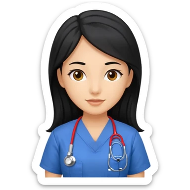 nurse assistence with long black hair sticker
