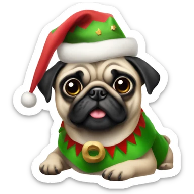  Christmas pug elf sticker