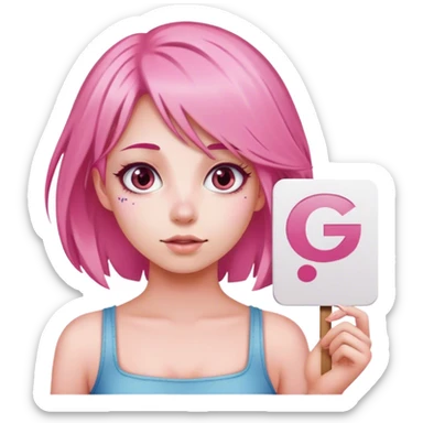 girl with pink hair sign saying GG sticker