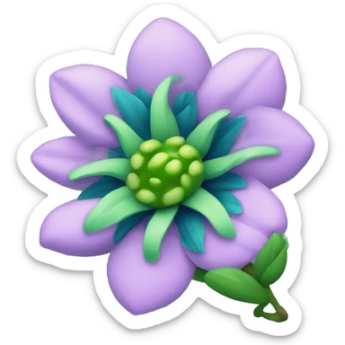 una flor azul con espinas y tallos verdes sticker