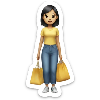 Chineese girl selling bags  sticker