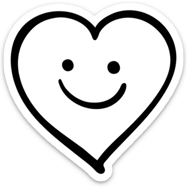 outlined heart with a smiley face inside sticker