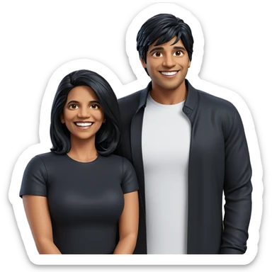 smiling couple in black attire sticker