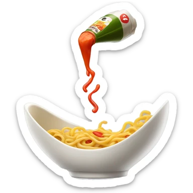 Hot sauce pouring into noodles sticker