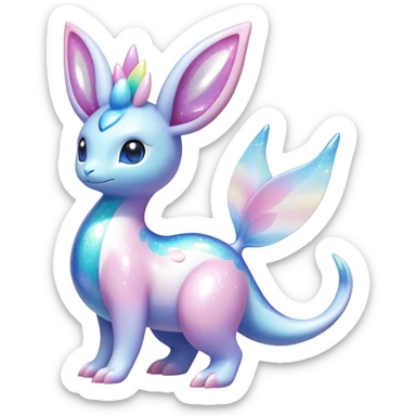 Shiny Exotic Colorful Ethereal Sparkly Sylveon-Lapras-Amaura-Aurorus-Fakémon-hybrid-creature (full body)  sticker