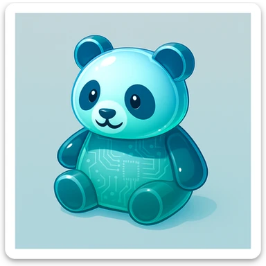 cute friendly panda designed as a Windows Vista theme icon, featuring glossy gradients, soft blue and green highlights, modern slightly 3D look, polished professional icon style reminiscent of Windows Vista system icons sticker