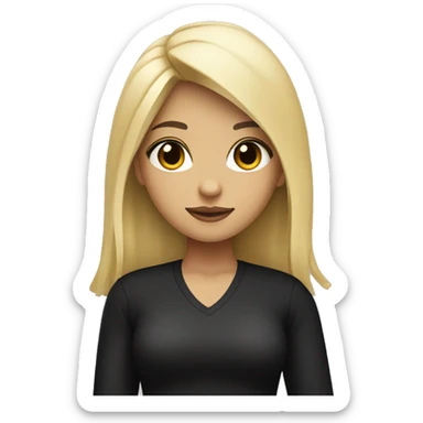 girl with black hair and black clothes with blonde streak of hair on left side sticker