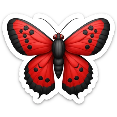 Red and black moth sticker