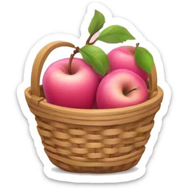Pink apple basket sticker
