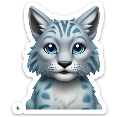 A blue lynx with a laptop sticker