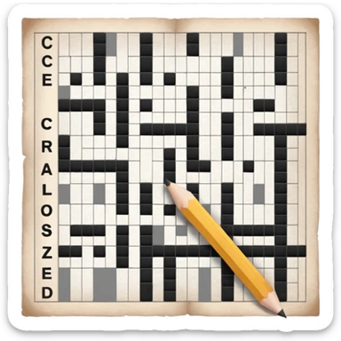 partially completed newspaper crossword sticker