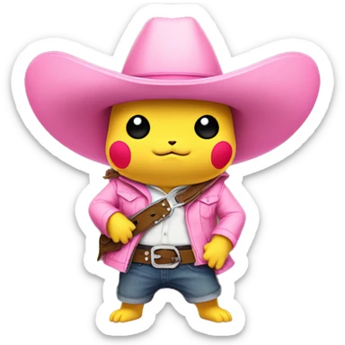 Pikachu as a pink cowboy sticker