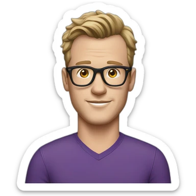 Jonathan Toews wearing glasses and a purple shirt and jeans  sticker