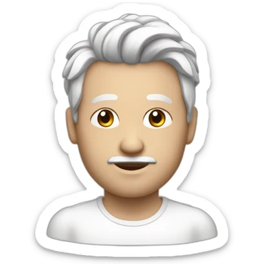 Homme avec cheuveux cours noir et blanc avec tête ronde et gros nez sticker