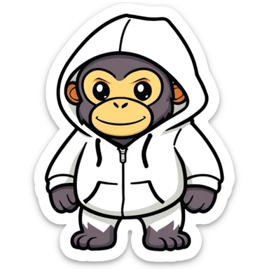 Ape wearing a black hoodie  sticker