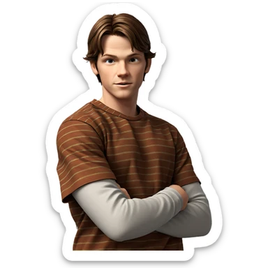 brown haired boy posing casually sticker
