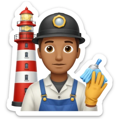 lighthouse Keeper while cleaning lens sticker