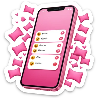 Plain pink phone screen flooding with notifications, chaotic.  sticker