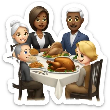 Thanksgiving dinner with white family  sticker