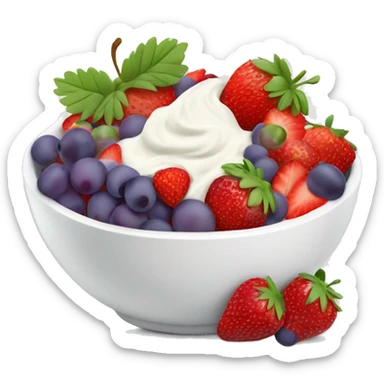 fruit yogurt bowl with strawberries and grapes sticker