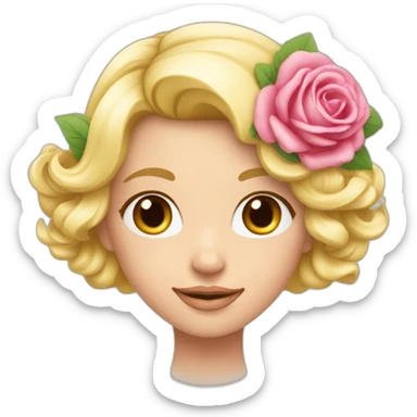 Fille blonde avec une couronne de fleur polynésiennes roses sticker