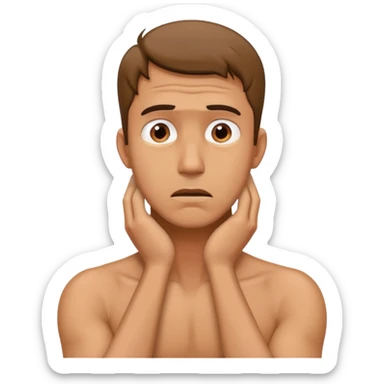 worried man with hands on neck sticker