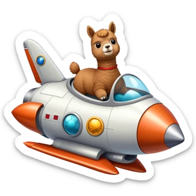 alpaca in rocketship flown to the moon sticker