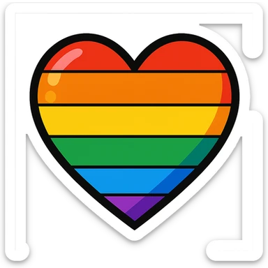 pride heart, bright and colorful, cartoon look, vibrant toon style sticker