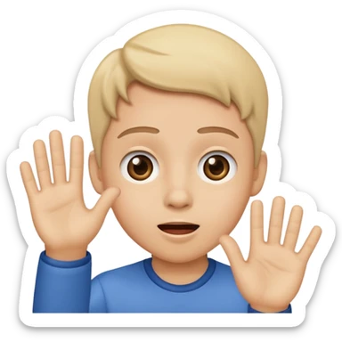 shocked slight smile while waving  sticker